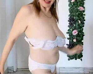 Busty Granny Spreads Legs for Horny Pussy Close-Up Tease and Play!