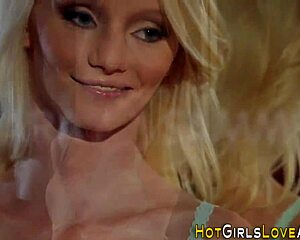 blonde newbie's tight butthole stretched wide by lesbian toys