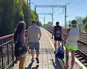 four foresters gangbang lonely widow's ass pussy and mouth in hardcore nature fuck