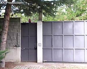 monika fox chokes on stranger's cock for sloppy street blowjob