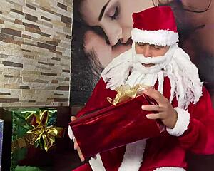 Santa's Stuffing Horny Bitch Mia With Christmas Cock Gift!