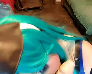 Shemale Bunny Rides Cock with Big Ass Tits in Crossdress Cumshot Frenzy