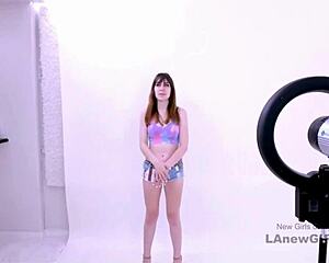 Girl next door auditions on sofa, daddy pounds her tight hole.