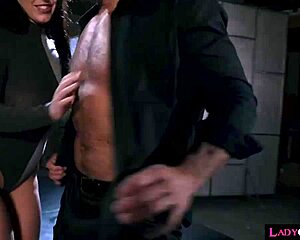 stud tongues angela white's clit while plugging her asshole