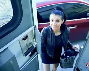 Skinny Big-Titted Brunette Raven Lane Strips Masturbates in RV