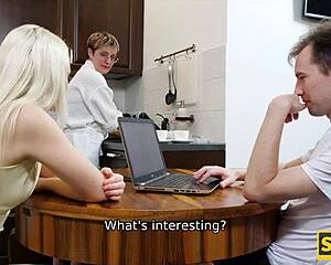 Slim Blonde Sis and Stepbrother's Unplanned Post-Dinner Fuck Fantasy