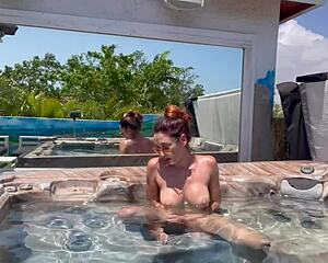 i finger my big tits in outdoor jacuzzi naked