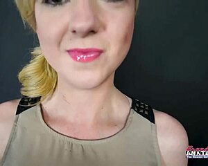 petite blonde keyton deepthroats cock, rimjobs balls then wet pussy doggystyle slammed