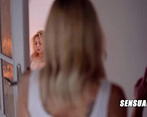 feel the passion as blonde lesbian cuties 18-19yo masturbate together intimately