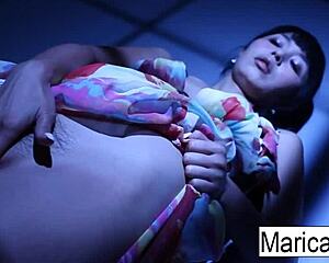 discover japanese star marica hase stripping nude to tease her boobs ass and pussy solo