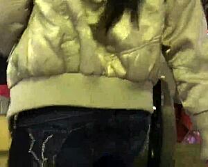 check her jacket and boots hugging that ass on the packed train pt 1