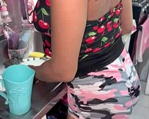 brother-in-law gropes my ass with fingers in kitchen calls me slut while fucking