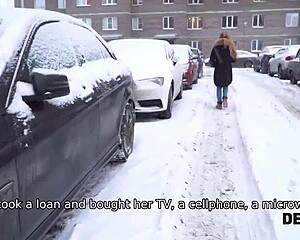 Debt Collector Craves Adorable Debtor's Tender Mouth Shaved Pussy