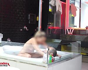 punished the cuckold let stud fuck me raw in tub