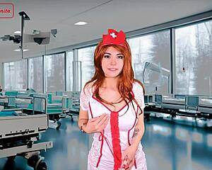 nurse performs twisted acts in front of her patient with joi instructions