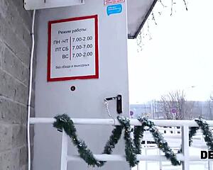 Debt Collector Craves Adorable Debtor's Tender Mouth Shaved Pussy