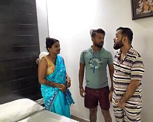 indian friends seduce cute beautiful maid into hardcore desi threesome group pounding