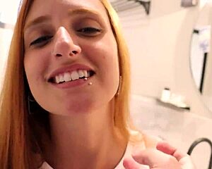 Skinny Redhead Bestie Deepthroats Until Mouthful Creampie