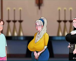 Granny widow sneaks fat young cock down her throat at the church wedding game, cheating on her late husband