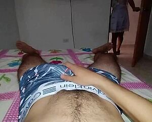 homemade video shows sexy stepsister in babydoll pajamas riding her stepbro cowgirl style