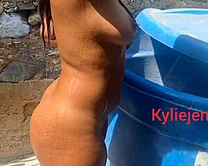 Caught spying on stepdaughter's big ass bath then daddy pounds it deep