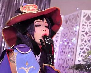 Mona dresses as slutty cosplay bitch and fucks monster cock with homemade toy play