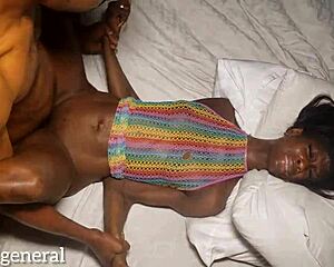 Don't Go Too Deep! Skinny Black Girl Begs Massive Ebony Cock!