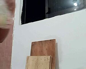 chubby wife shows off her tits while cooking in kitchen