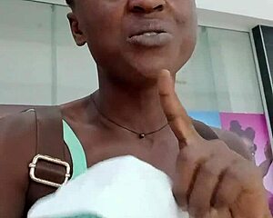 That Nigerian Bitch Masturbates In Mall Bathroom