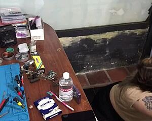 no cash for the tech so i ended up deepthroating his cock 😩💦 slutty blonde latina blowjob