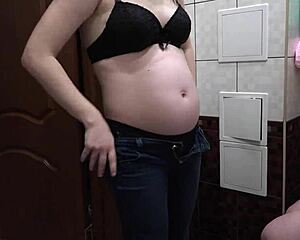 a nurse gives pregnant milf a milky enema massage in her hairy pussy leading to lesbian orgasm