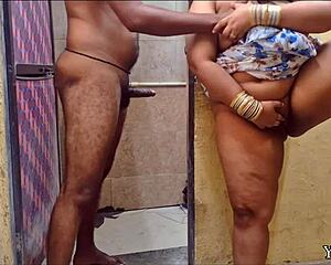 POV Indian stepmom caught with horny pussy in bathroom