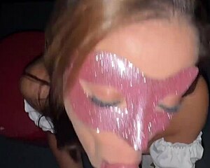 skinny halloween wife swings on big black cock while hubby watches creampie