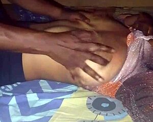 rubbing my girlfriend's huge tits firmly