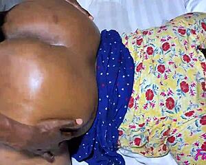 In the bedroom, pounding my chubby ebony teacher's huge ass feels amazing.