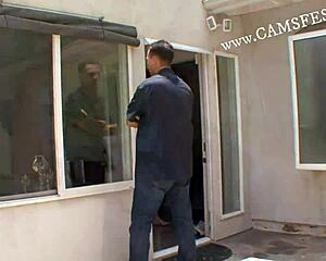 Teen wife rides stranger's cock poolside while rich husband watches cuckold