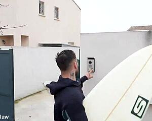 Charline seductress surrenders to surfer neighbor in outdoor shower sex