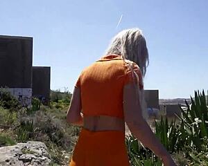 german scout lures blonde fitness model jayjay pink into risky public outdoor fuck