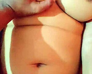 Indonesian babe's big natural boobs bounce as huge cock fills her tight hairy pussy!