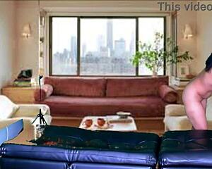 Cleaning lady's shaved pussy gaped by monster cock after ass licking.