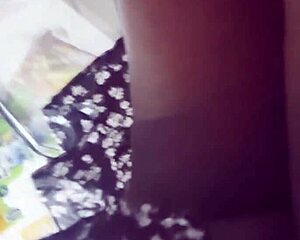 Guy spies hot upskirt view under skirt in store