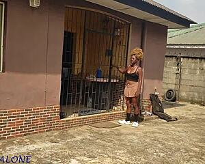 i dominate neighbor ebony babe in leather skirt doggystyle while boyfriend waits