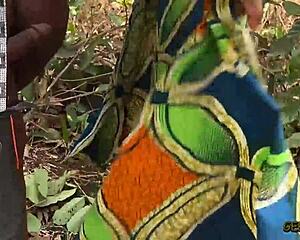 holiday ebony amateur bends over bush for raw doggystyle pounding