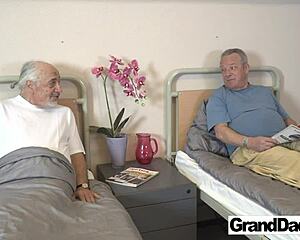 granda, time for your pill... but first this young skinny nurse bends over your tight pussy craving