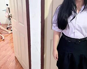 hey student, caught you stroking on my sofa—wanna creampie my wet pussy now??