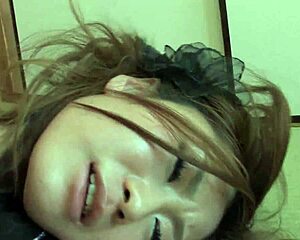 japanese babe rubs clit vibrator then rides huge cock