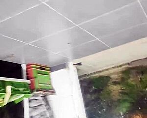 Guy spies hot upskirt view under skirt in store