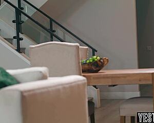 i can't resist fucking this tiny teen babysitter while wife watches