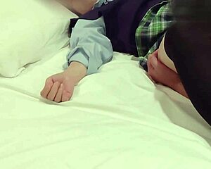 japanese schoolgirl in knee socks gets creampied after sloppy blowjob and cunnilingus