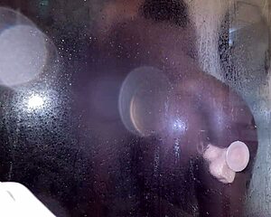 hot ebony milf kate plays with her new toy in the shower then gets caught and fucked by black daddy